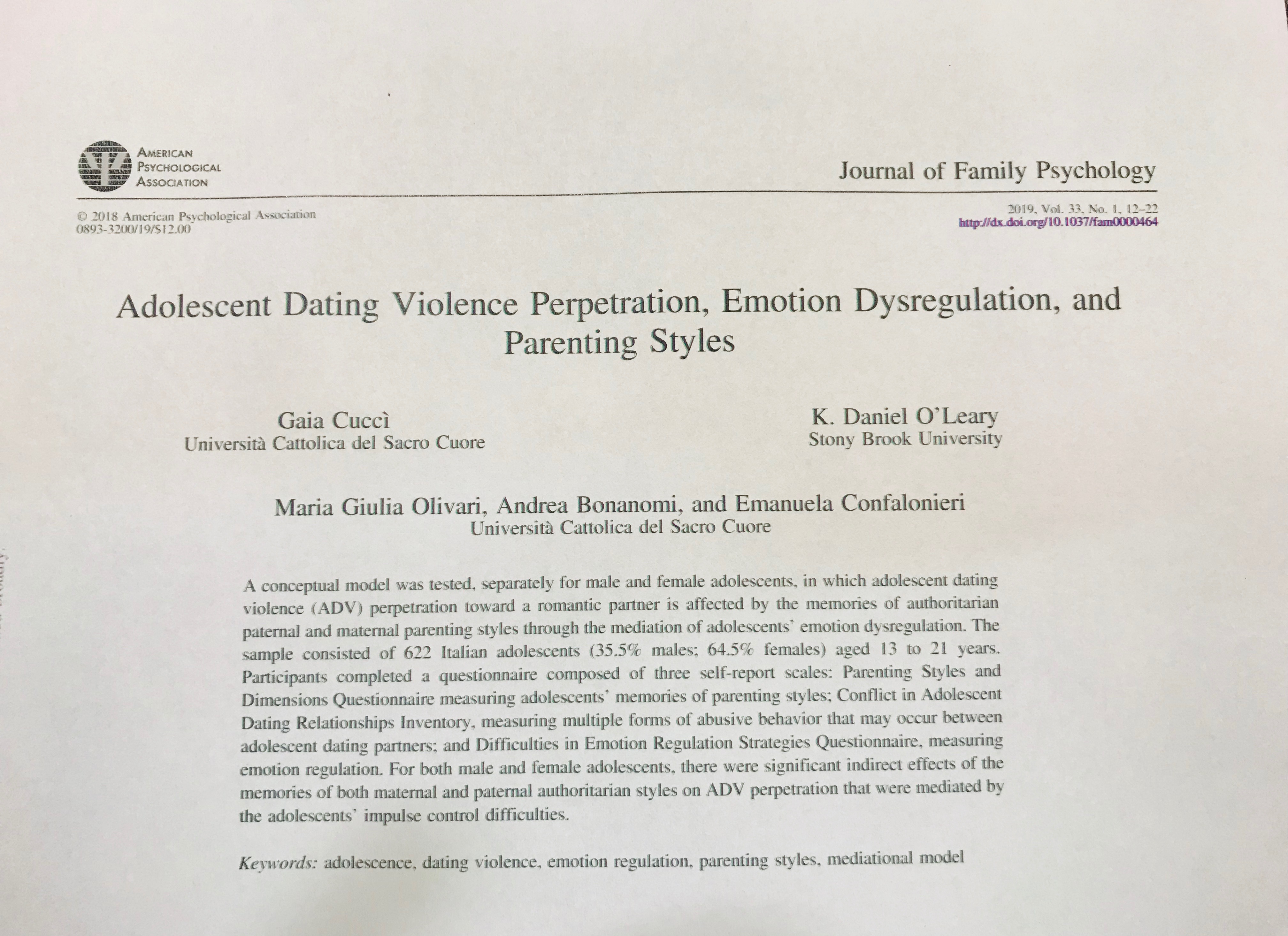 ADOLESCENT DATING VIOLENCE: un interessante articolo scritto dalla nostra allieva  Gaia Cuccì